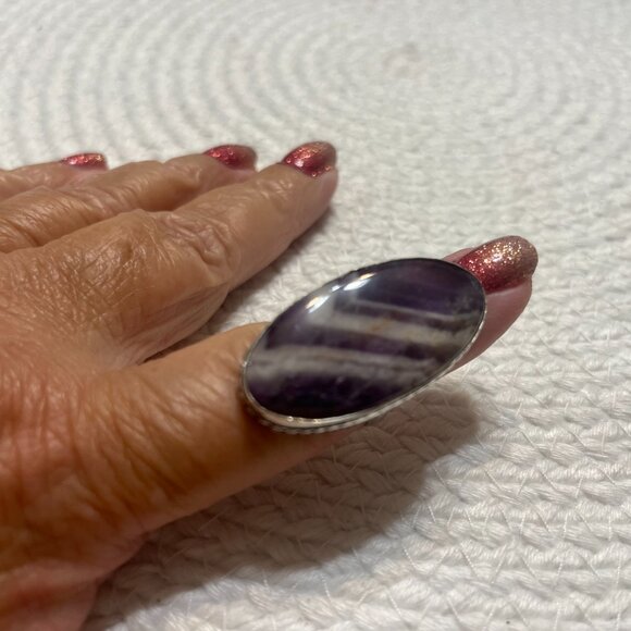 Beautiful CHEVRON AMETHYST Handmade Sterling 925 Ring Size 8.5 #662D - Picture 3 of 3
